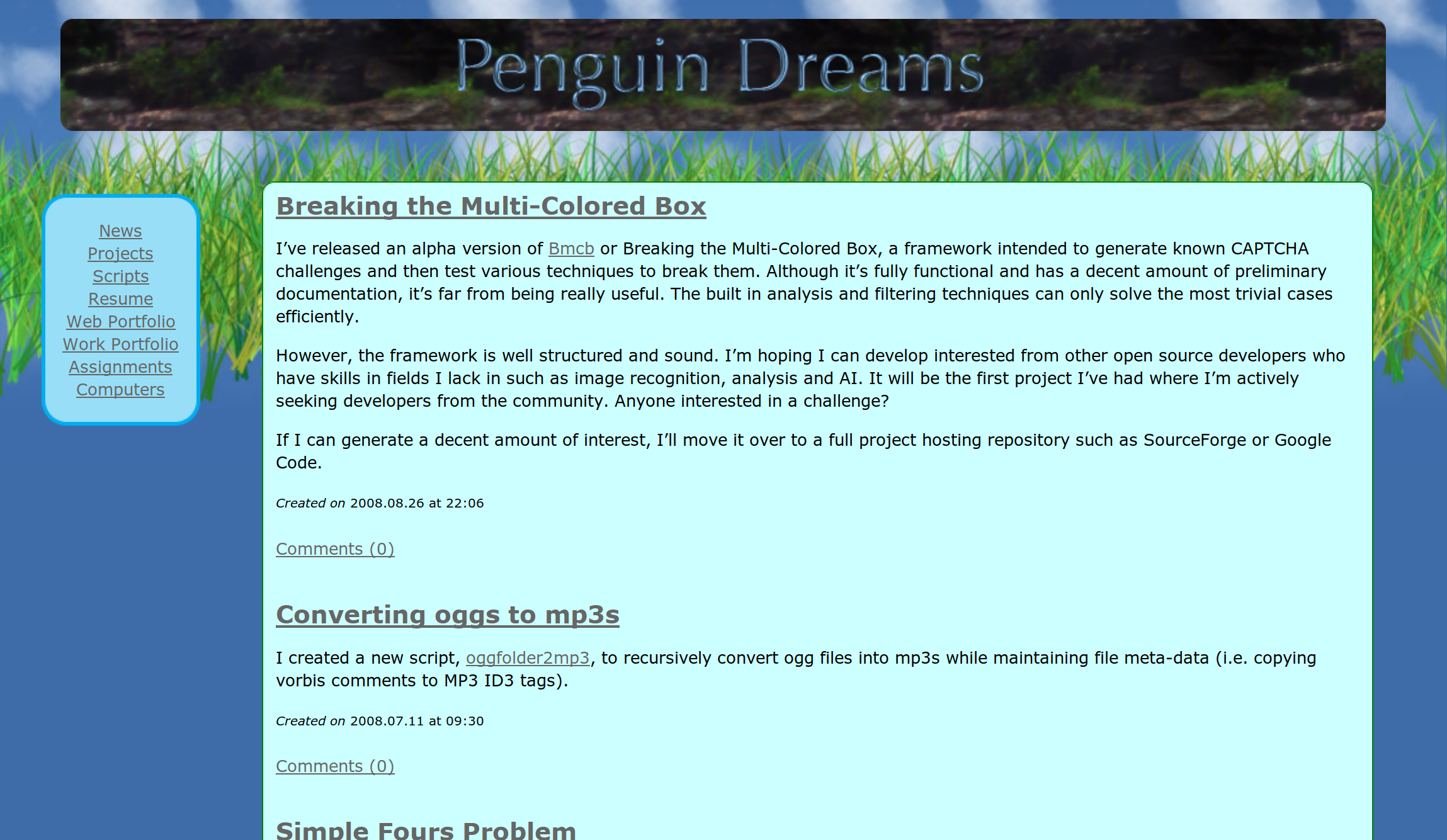 Homepage of the redesigned version of my professional website