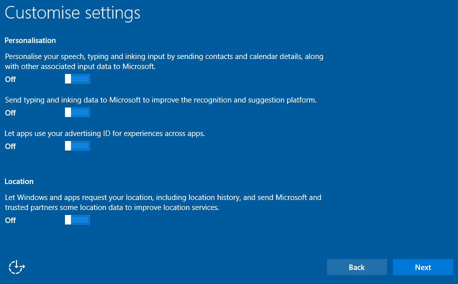 Custom Windows 10 Privacy Settings Screenshot 1