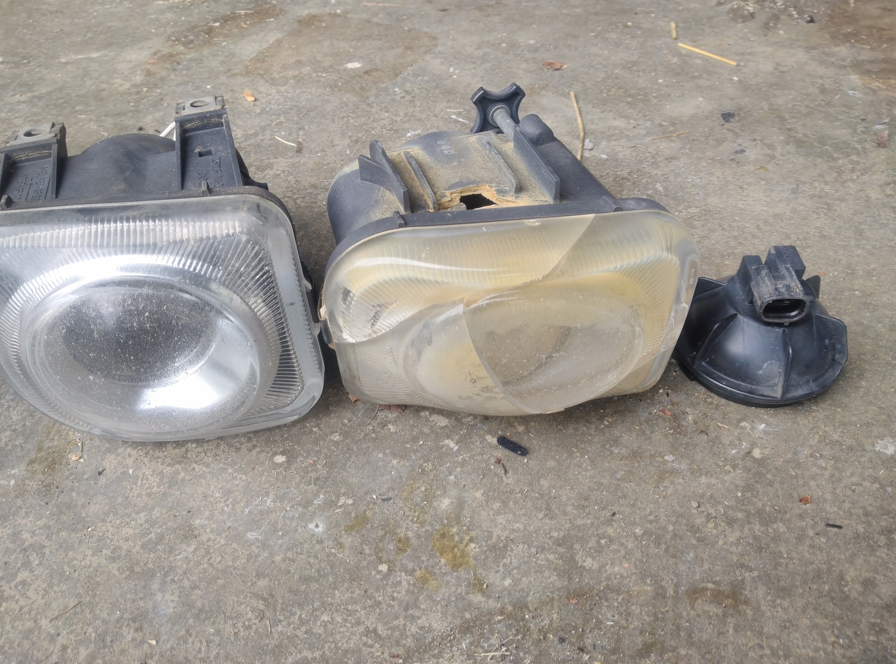 Stock WRX Fog Lights with Cracked Housing